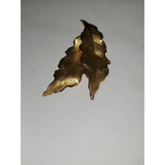 A Gold Tone Leaf Brooch Pin Oak Tree Fall Vintage Costume Jewelry - Picture 6 of 12